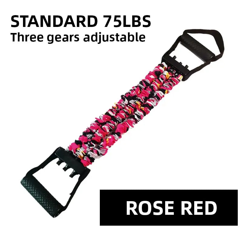 Adjustable Chest Expander Resistance Bands Upgrade ROSE RED 75LB
