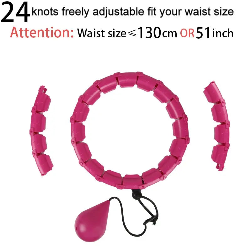 Adjustable Hula Hoops Waist Training Ring 24 sections pink