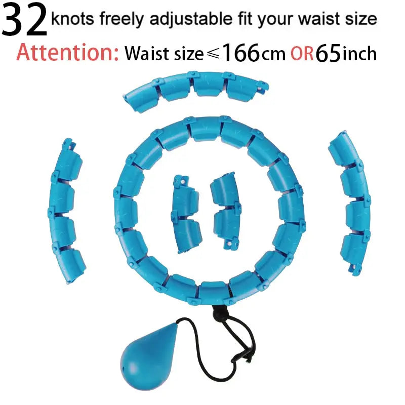 Adjustable Hula Hoops Waist Training Ring 32 sections blue