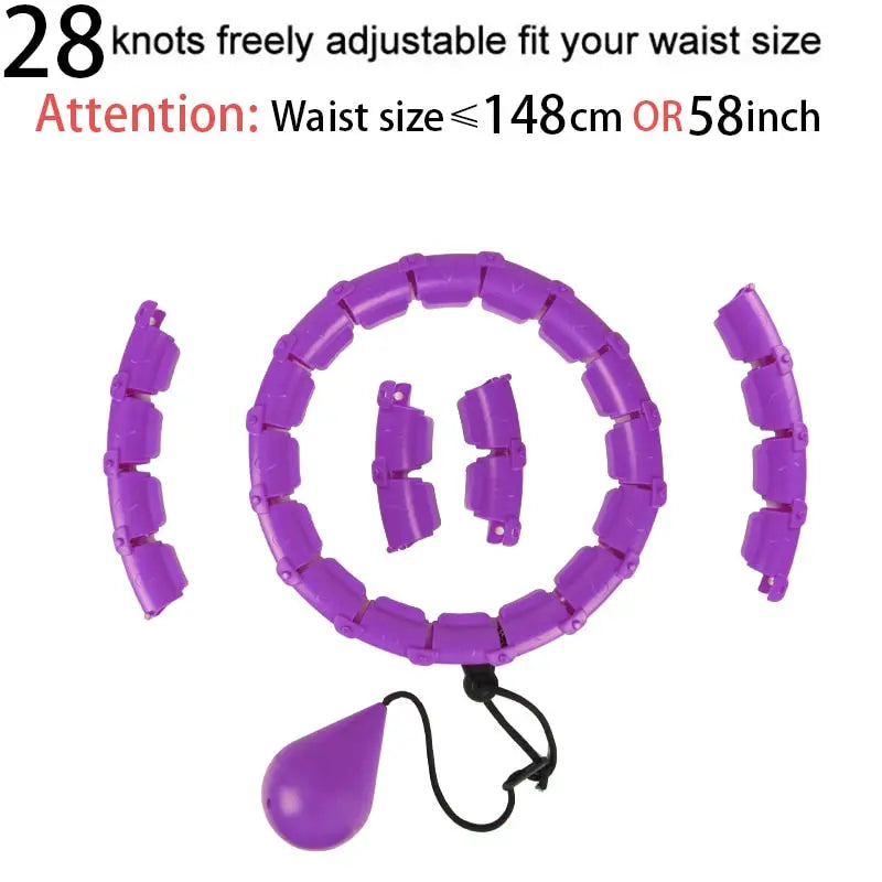Adjustable Hula Hoops Waist Training Ring 28 sections purple