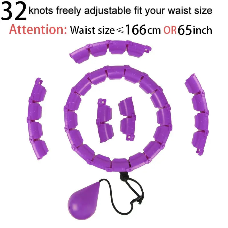 Adjustable Hula Hoops Waist Training Ring 32 sections purple