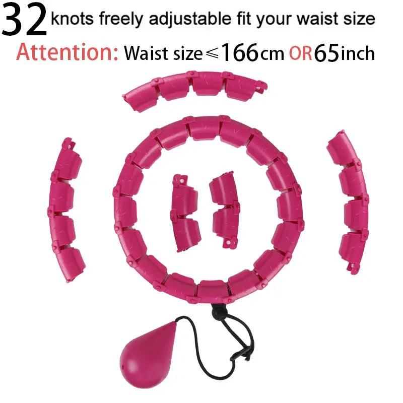 Adjustable Hula Hoops Waist Training Ring 32 sections pink
