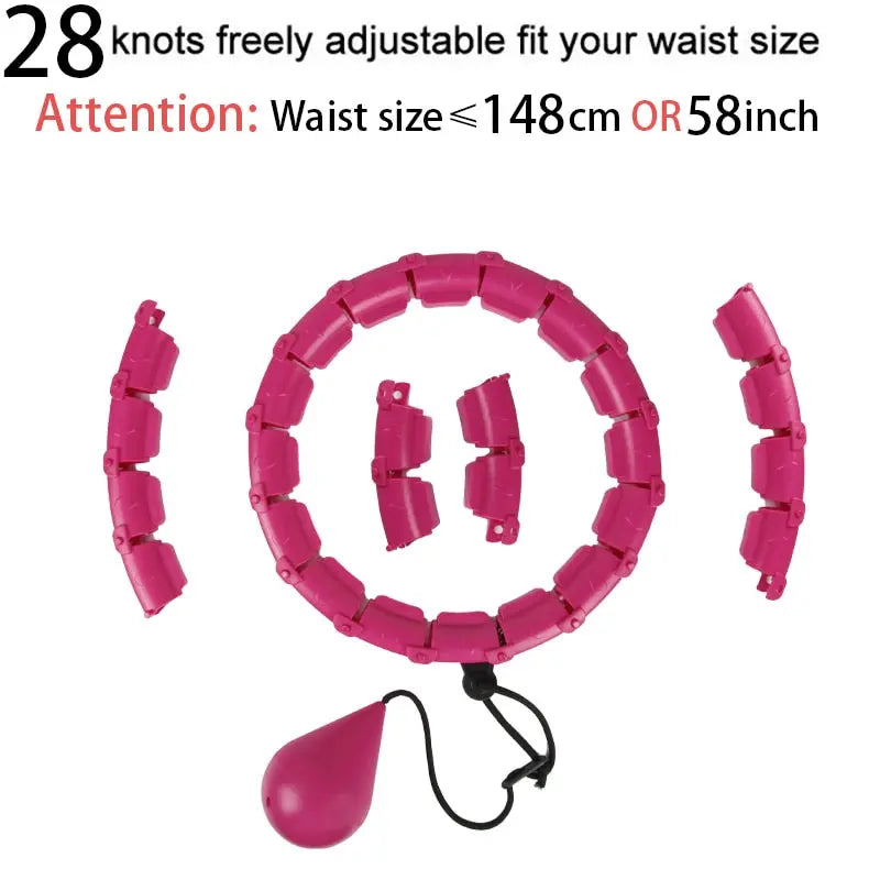 Adjustable Hula Hoops Waist Training Ring 28 sections pink