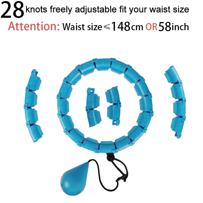 Adjustable Hula Hoops Waist Training Ring 28 sections blue