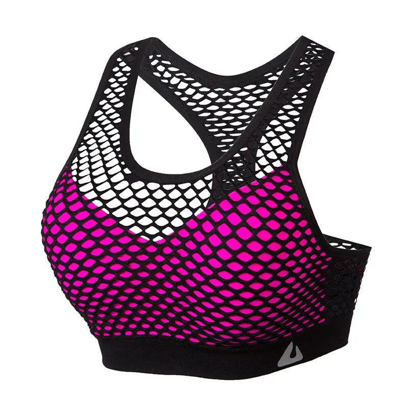 Breathable Sexy Running Yoga Bra rose red