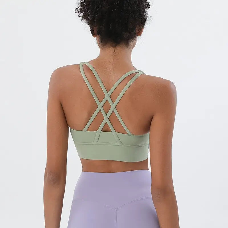 Fashion Cross Back Women Sport Bras Avocado Green