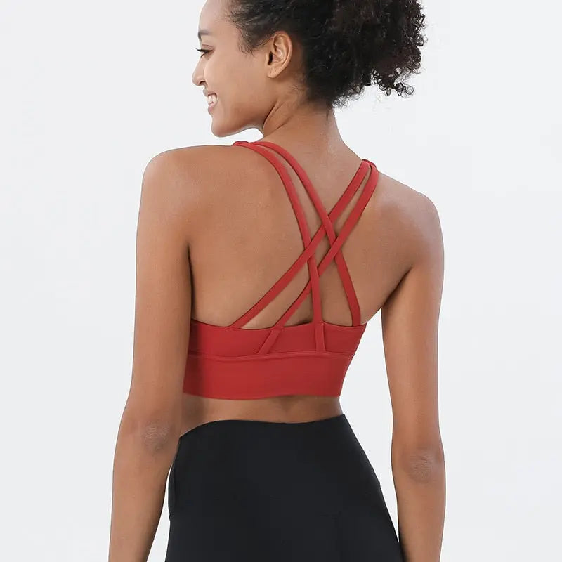 Fashion Cross Back Women Sport Bras Red