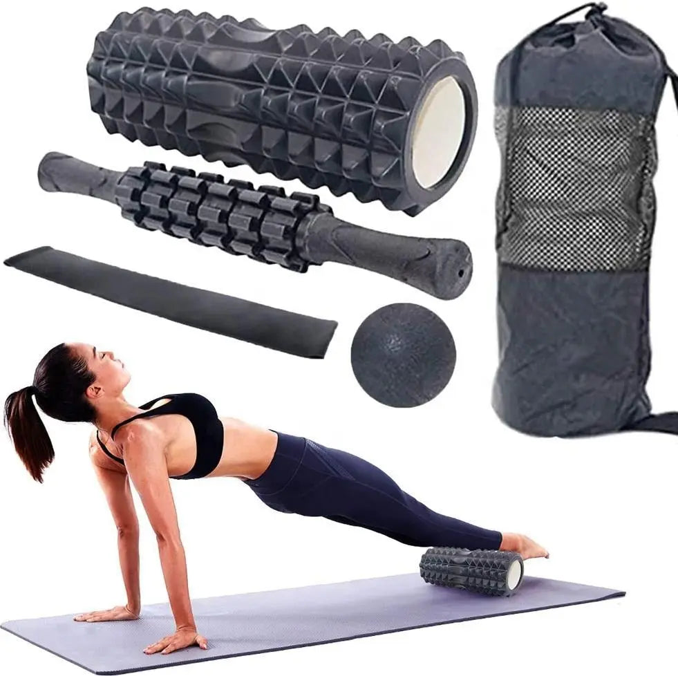 Fitness Foam Roller Set Black