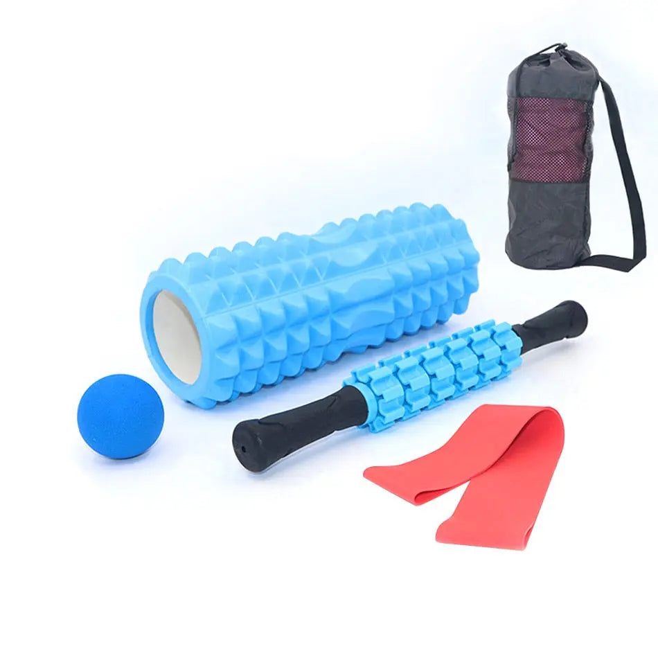 Fitness Foam Roller Set Light Blue