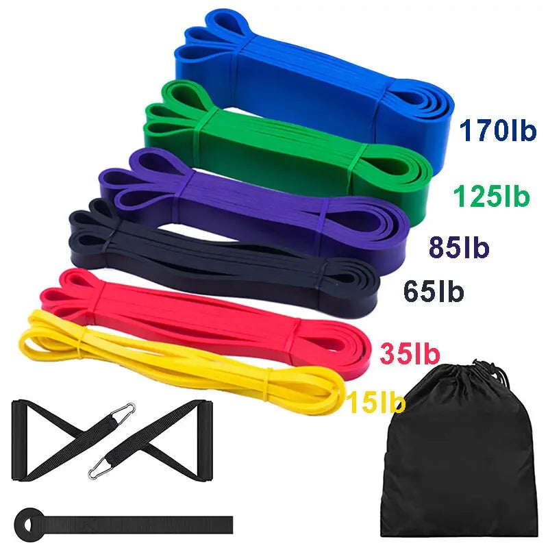 Fitness Pull Up Elastic Bands 6 pcs with handle