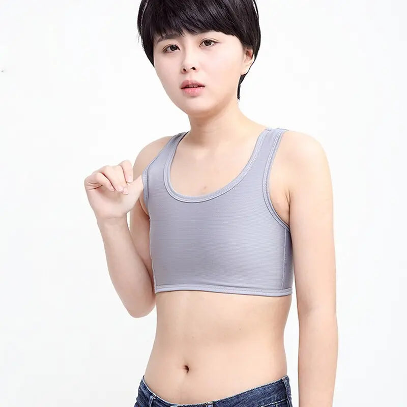 Fitness Top Tight Chest Binder Bra Gray