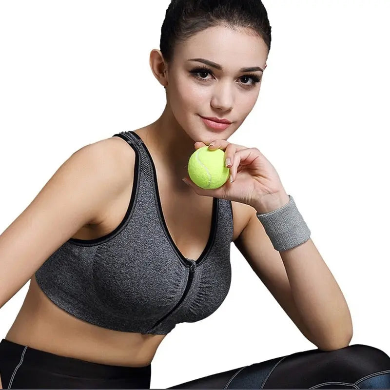 Front Buckle Zipper Sports Bra