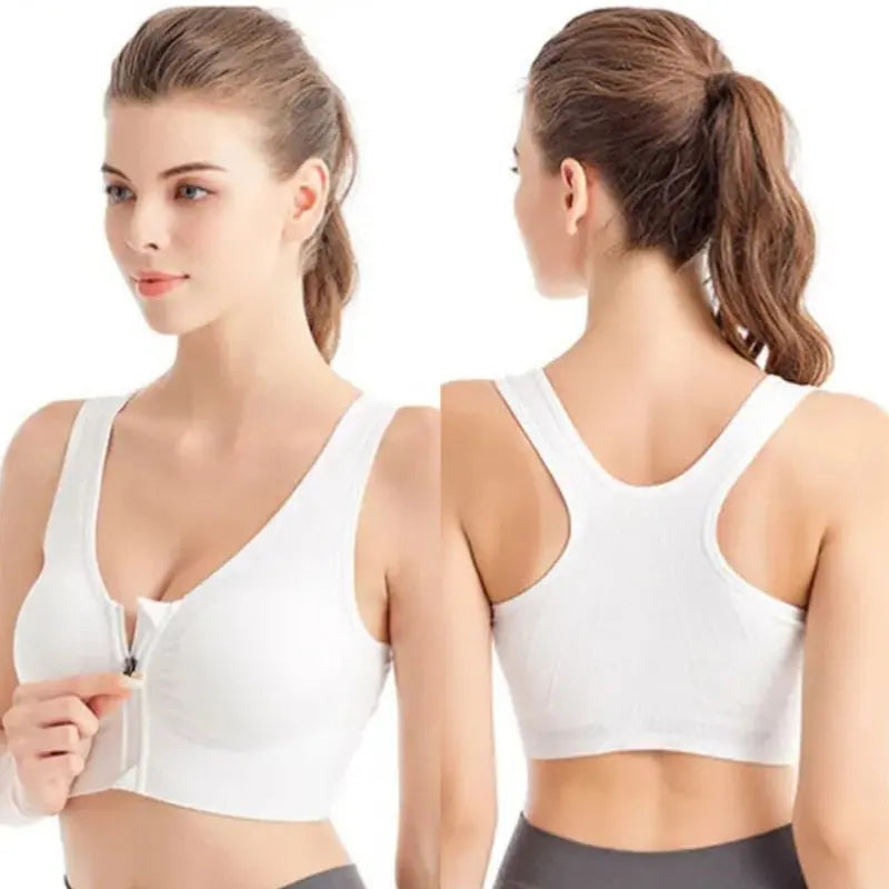 Front Buckle Zipper Sports Bra