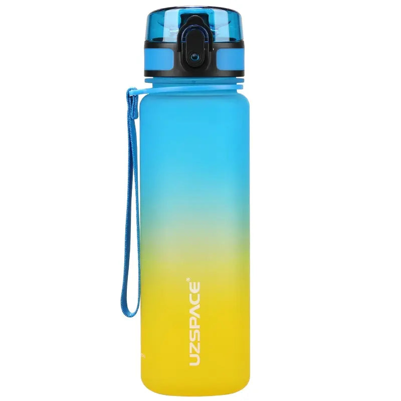 Gradient Plastic Frosted Sports Water Bottle Blue and Yellow