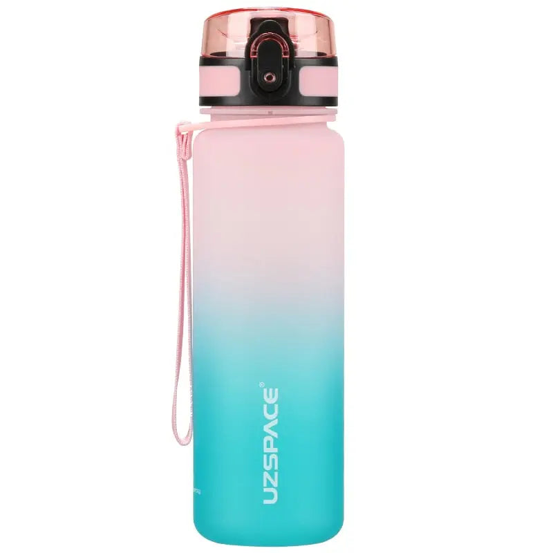 Gradient Plastic Frosted Sports Water Bottle Pink and Cyan