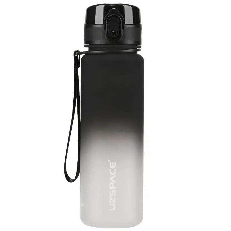 Gradient Plastic Frosted Sports Water Bottle Black and White