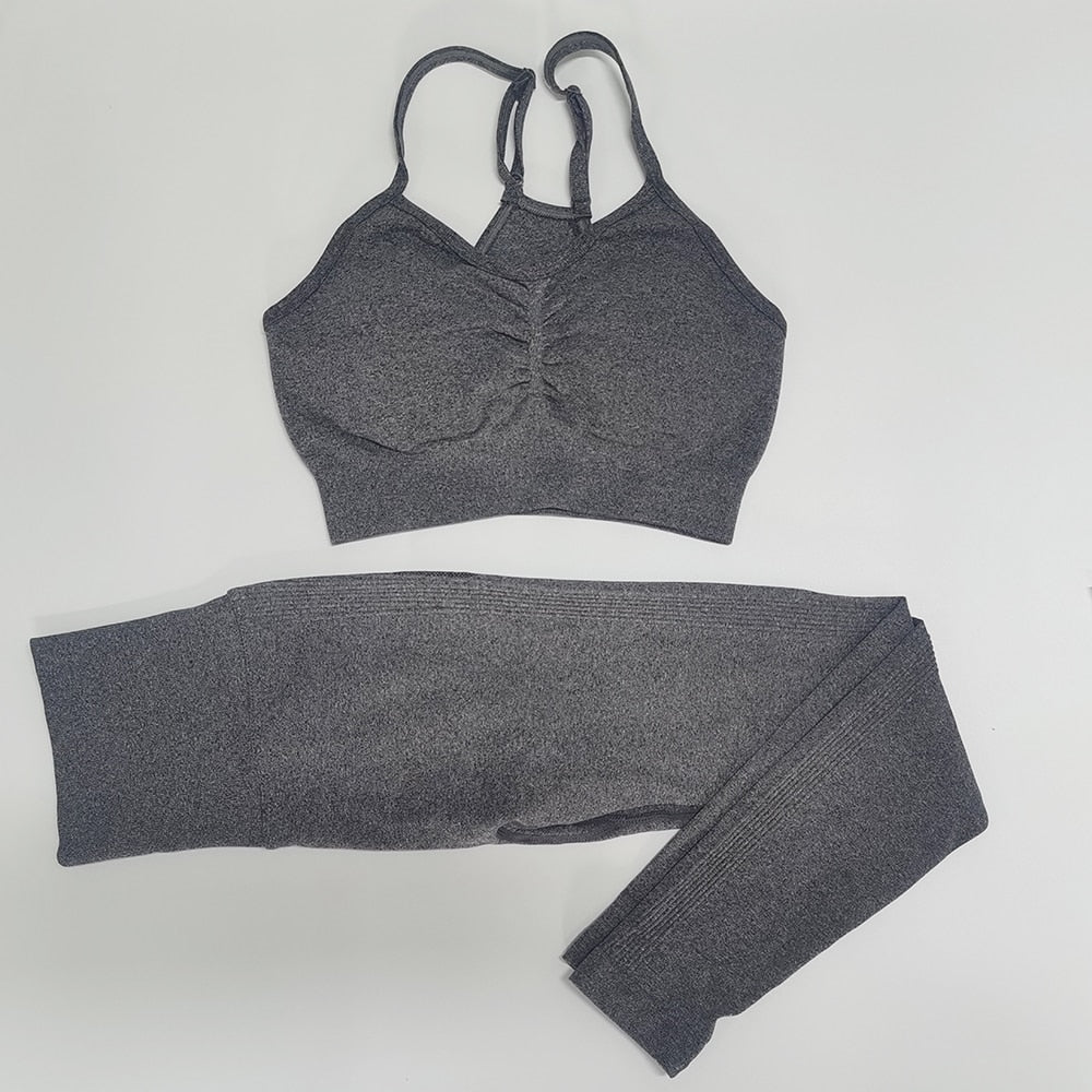 Gym Seamless Workout Clothes BraSet DarkGray