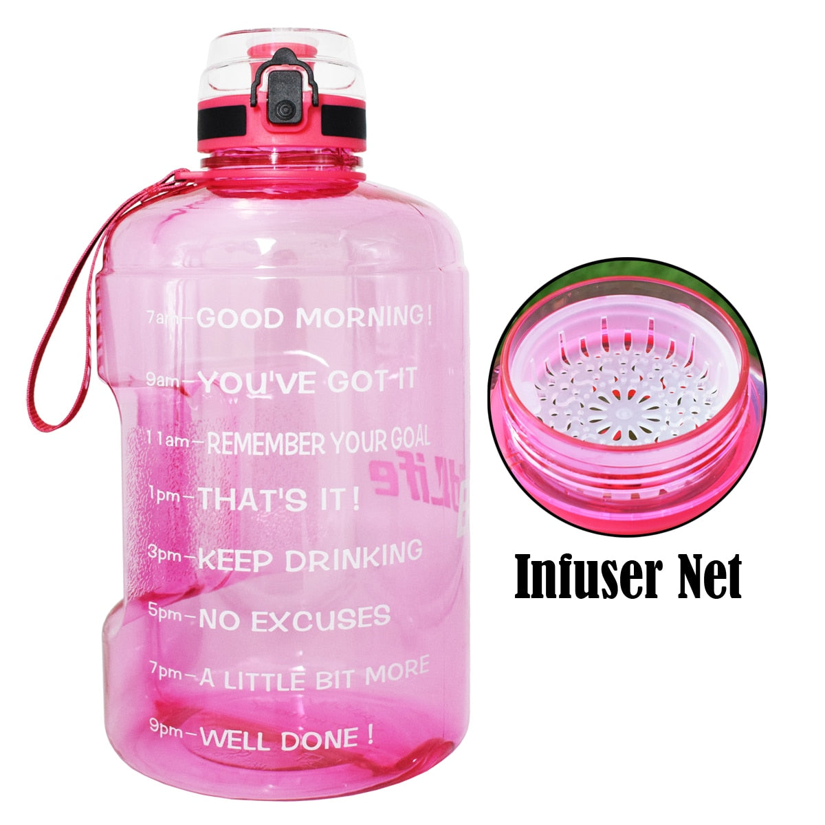 Locking Flip-Flop Lid Outdoor Fitness Water Bottle Light Pink