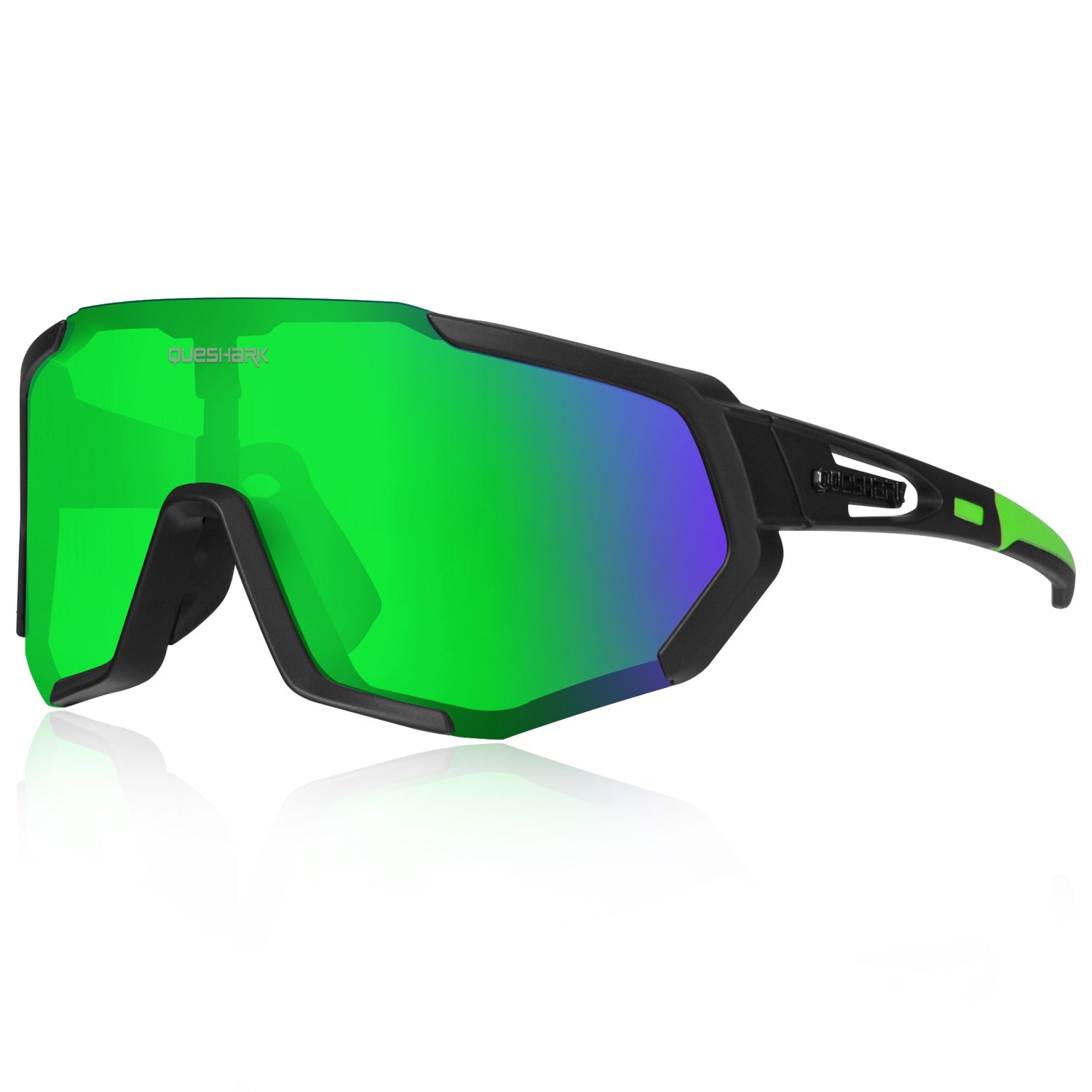 Women Men Mirror Cycling Sunglasses Black Green One Size