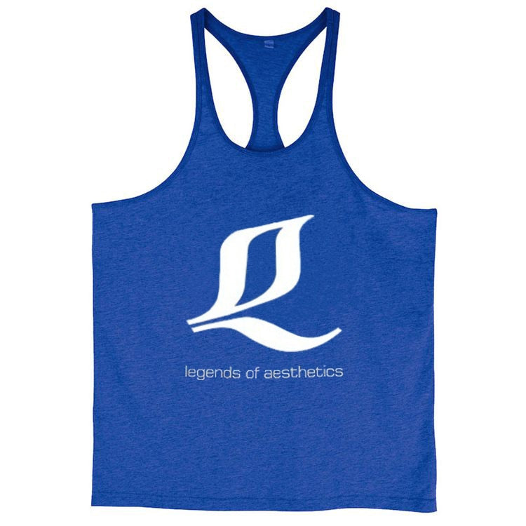 Men Gym Multicolor Muscle Tank Top Blue No|China