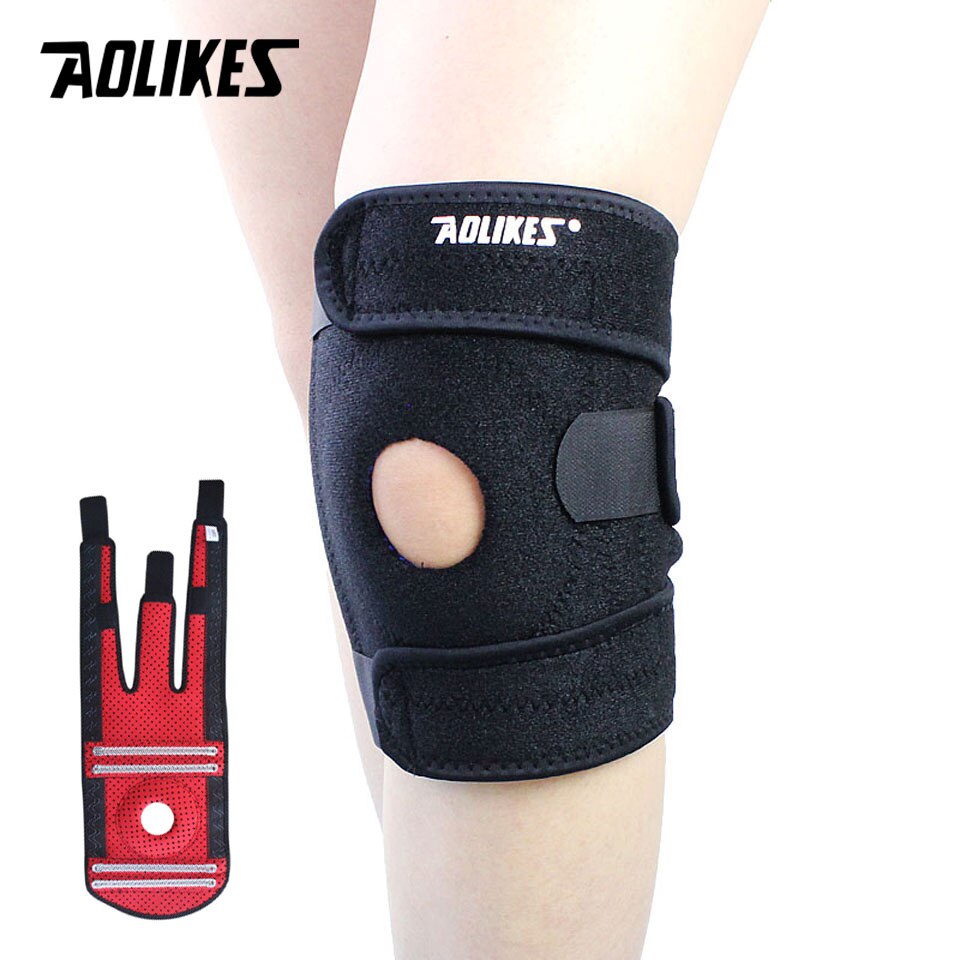 Adjustable Relieve Stress Knee Pad Black inside red