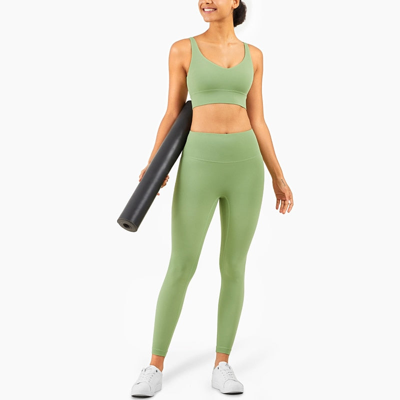 Women Gym Crop Tops Yoga Suit Vista Green 1