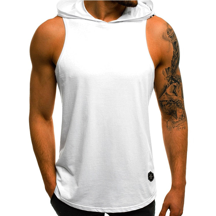Casual Black Gym Men Tank Top White