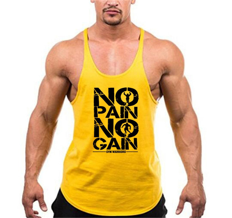 Men Cotton Gym Stringer Tank Top yellow 175