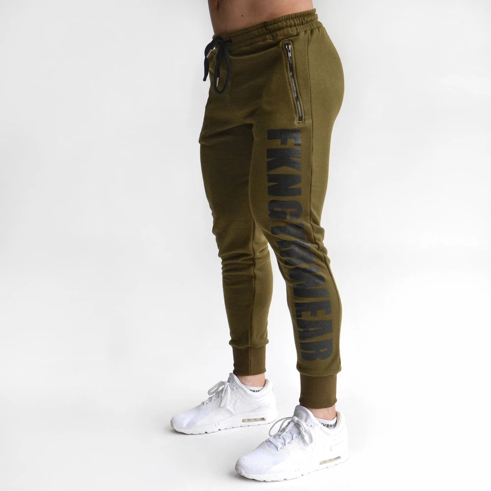 Men Cotton Gym Fitness Pants Army green