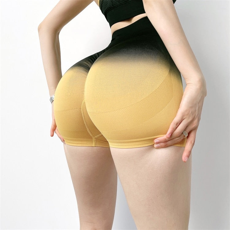 Women Tummy Control Sport Shorts Yellow