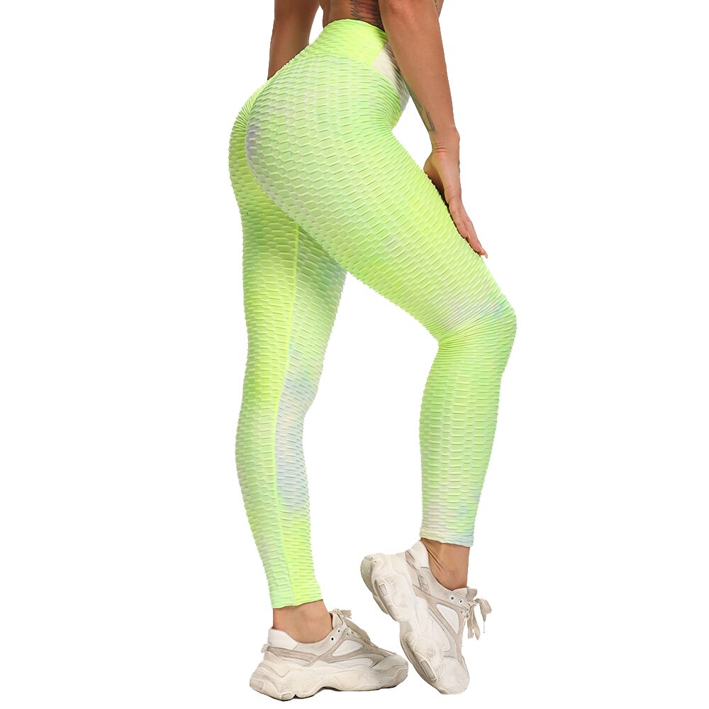 Women High Waisted Printed Leggings A-Fluorescent green