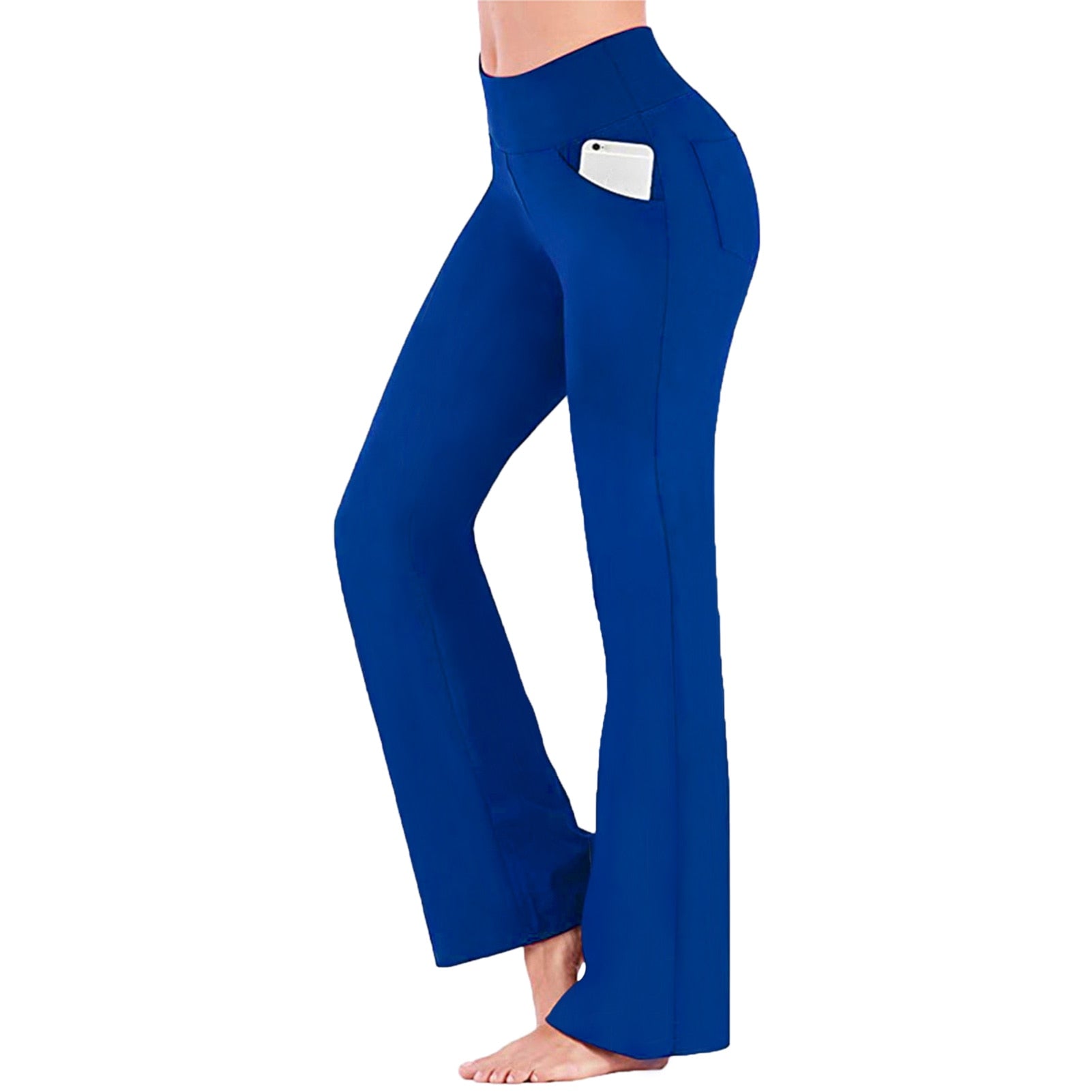 Women High Waisted Sport Trousers Blue