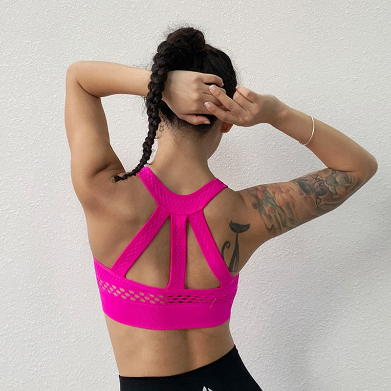 Women Shockproof Gathered Yoga Bra