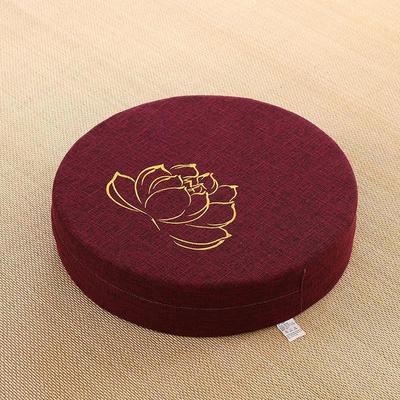 Yoga Meditation Cushion Backrest Pillow Deep Red Embroidery 40x6cm