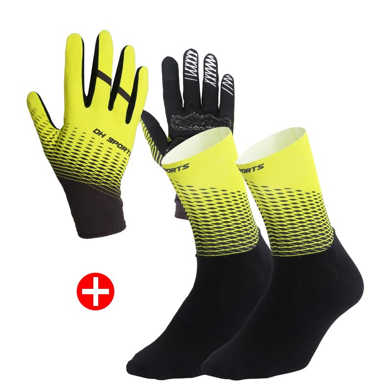 Cycling Socks & Gloves Set Full Yellow