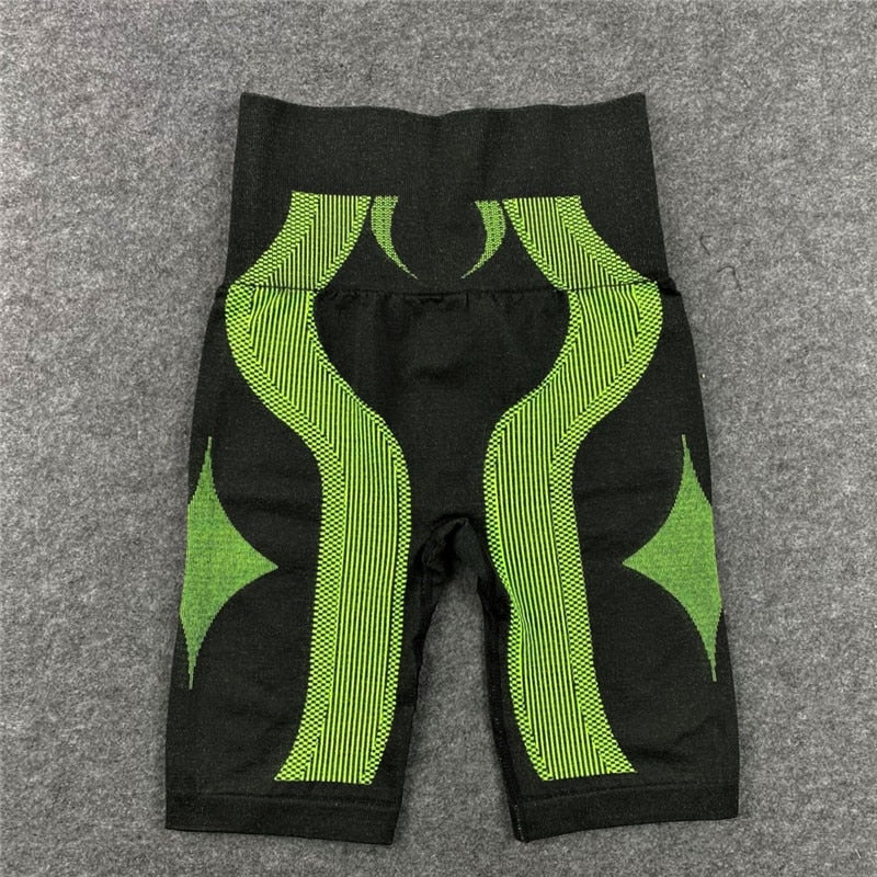 Women Long Sleeve Gym Clothes BlackGreen Short