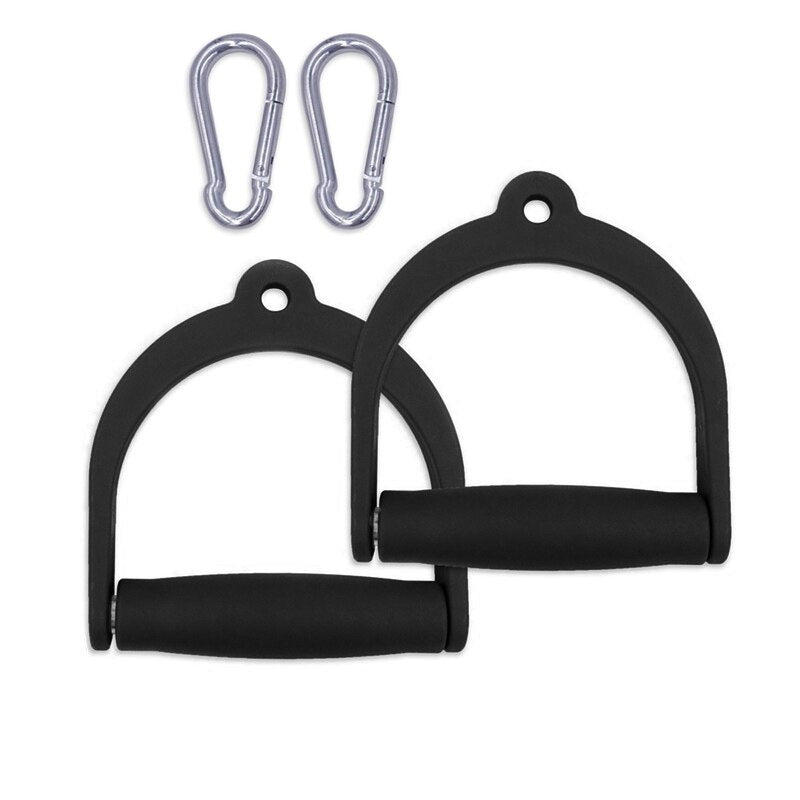 D Handle Pull Down Cable Attachment Set 2 with 2 Hook Black