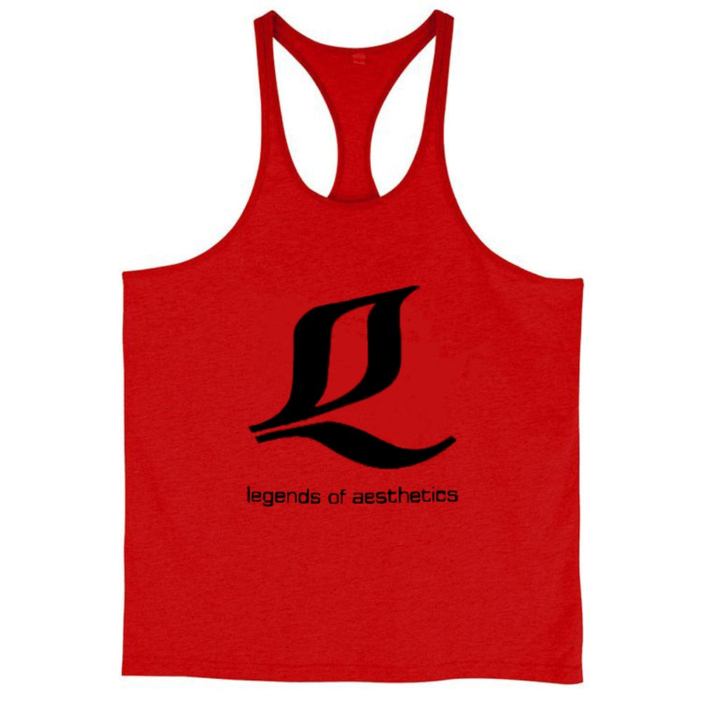 Men Gym Multicolor Muscle Tank Top Red No|China