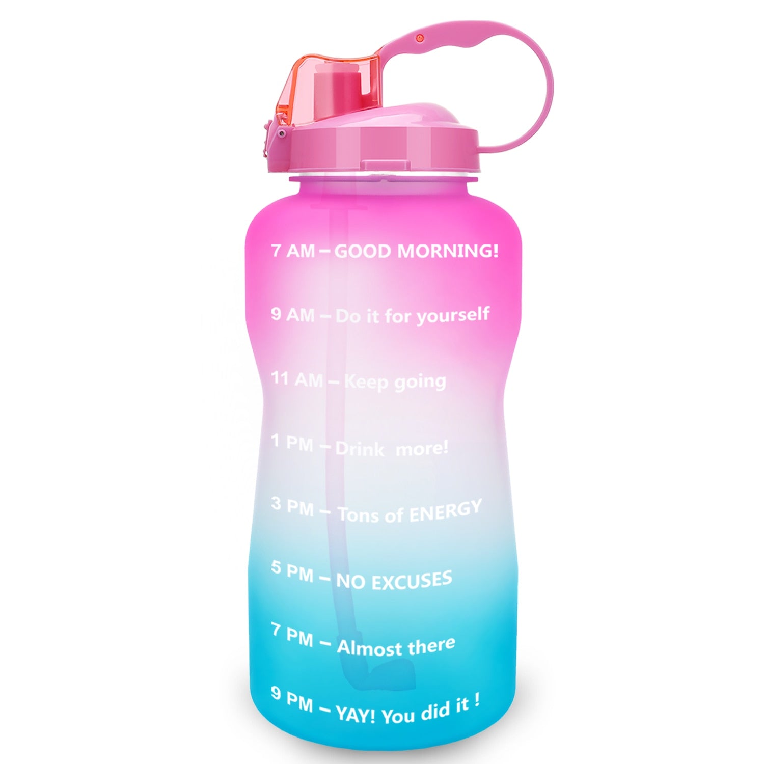 Half Gallon Water Bottle 2L 64oz Half Gallon Pink-A-Blue
