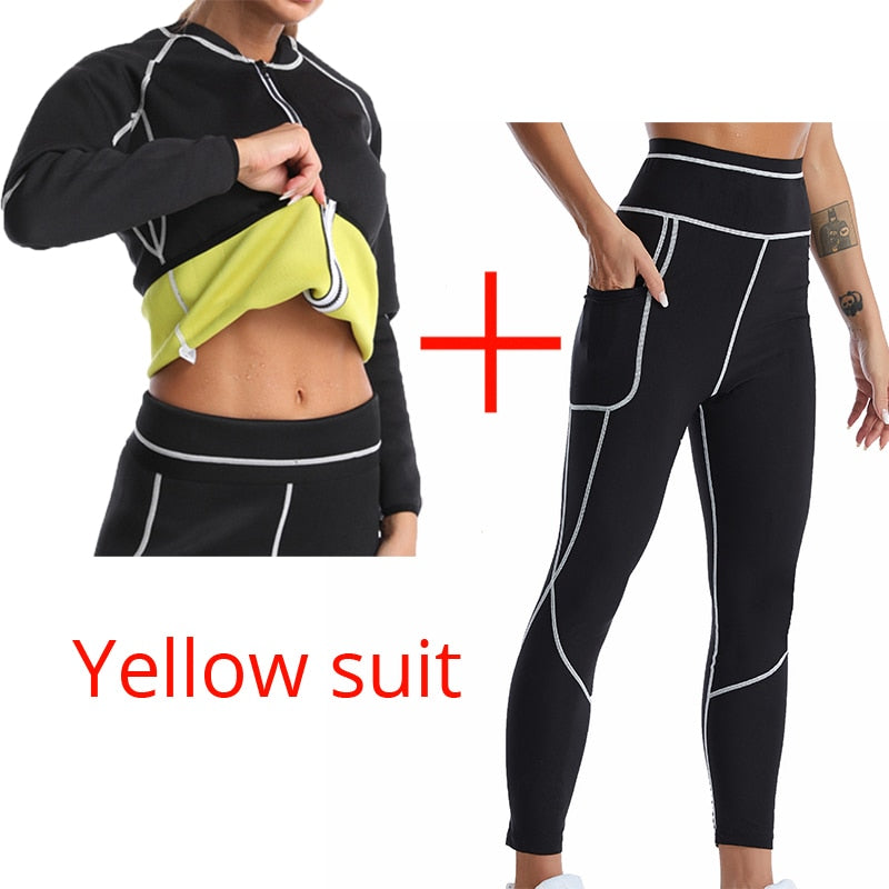 Women Body Shapers Sweat Sauna Suit Yellow suit