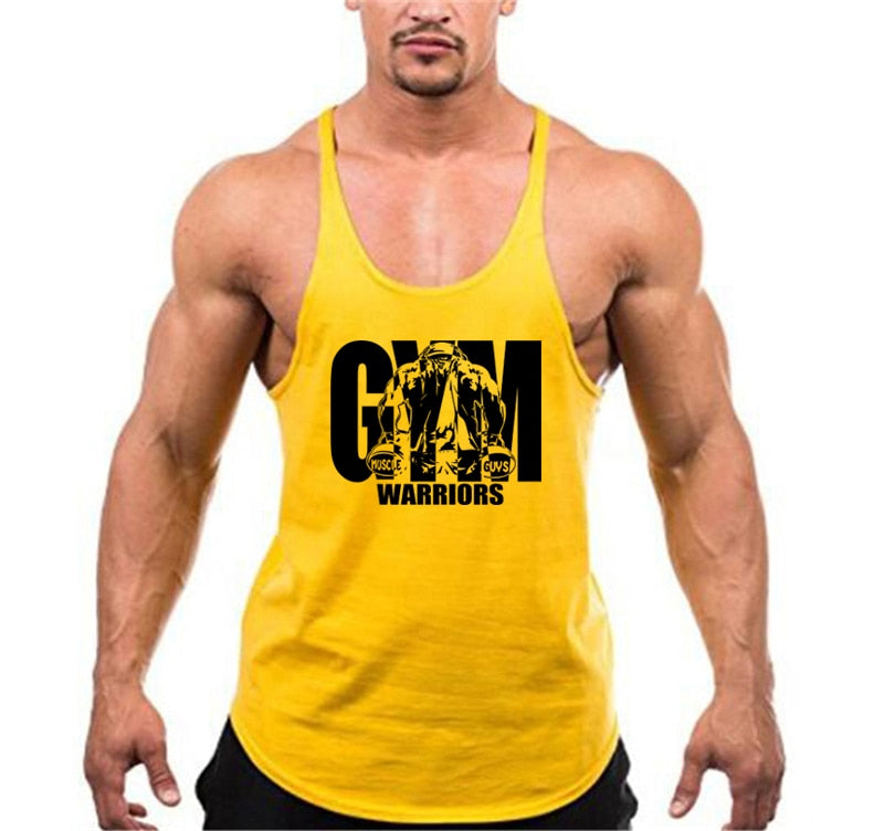 Men Cotton Gym Stringer Tank Top yellow 169