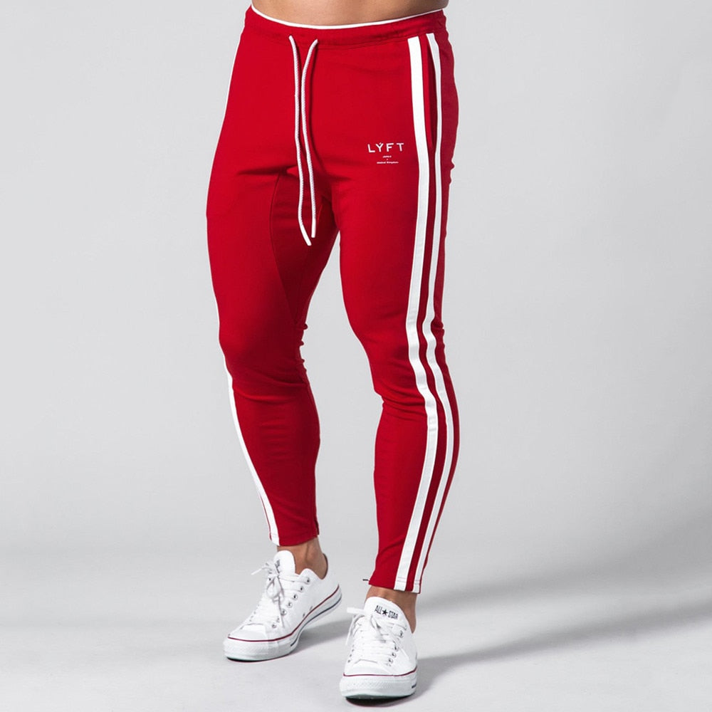 Men Gym Fitness Skinny Pants Red