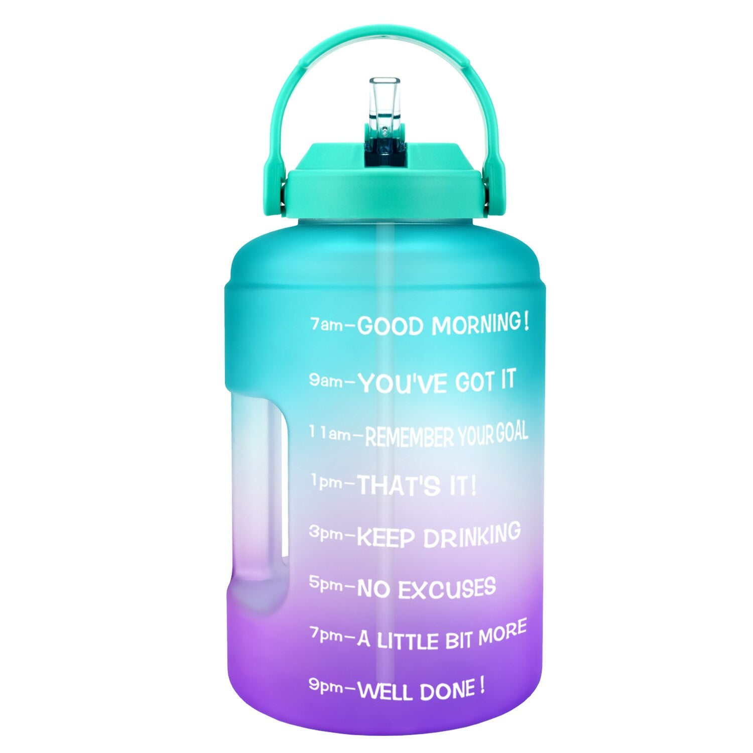 Wide Mouth Gallon Motivational Water Bottle Green-Purple