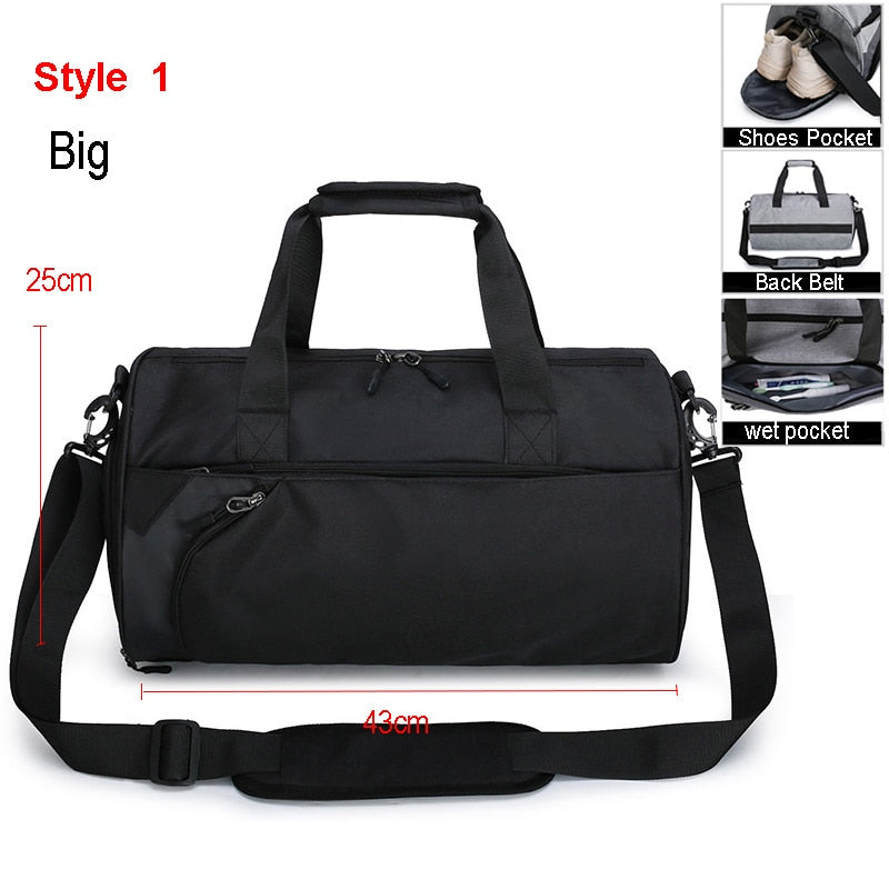 Men Gym Travel Sport Bags Style 1 Black