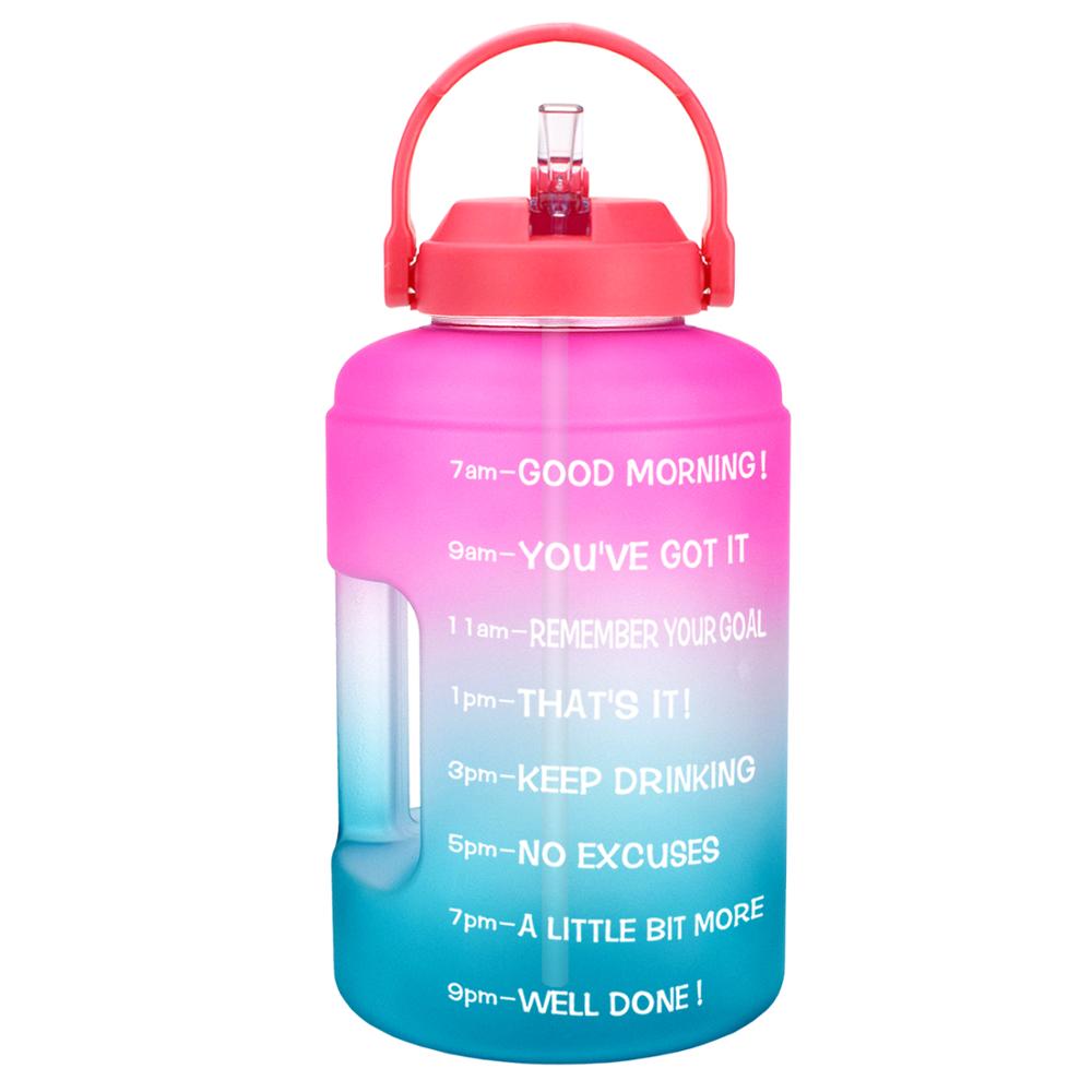 Wide Mouth Gallon Motivational Water Bottle Pink-A-Blue