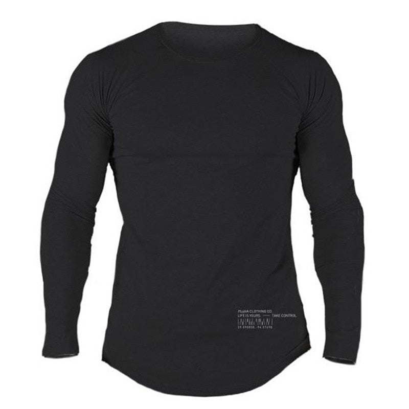 Men Cotton Long Sleeve Gym Shirt C1