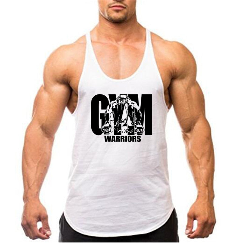 Men Cotton Gym Stringer Tank Top white 169