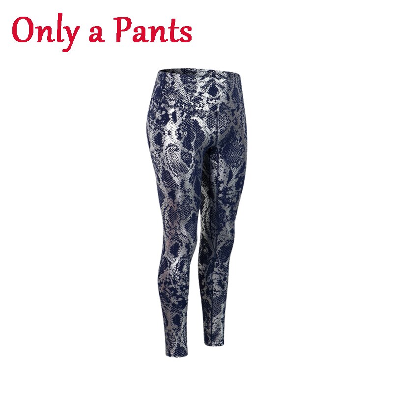 Women Snake Pattern Gym Set Blue A Pants