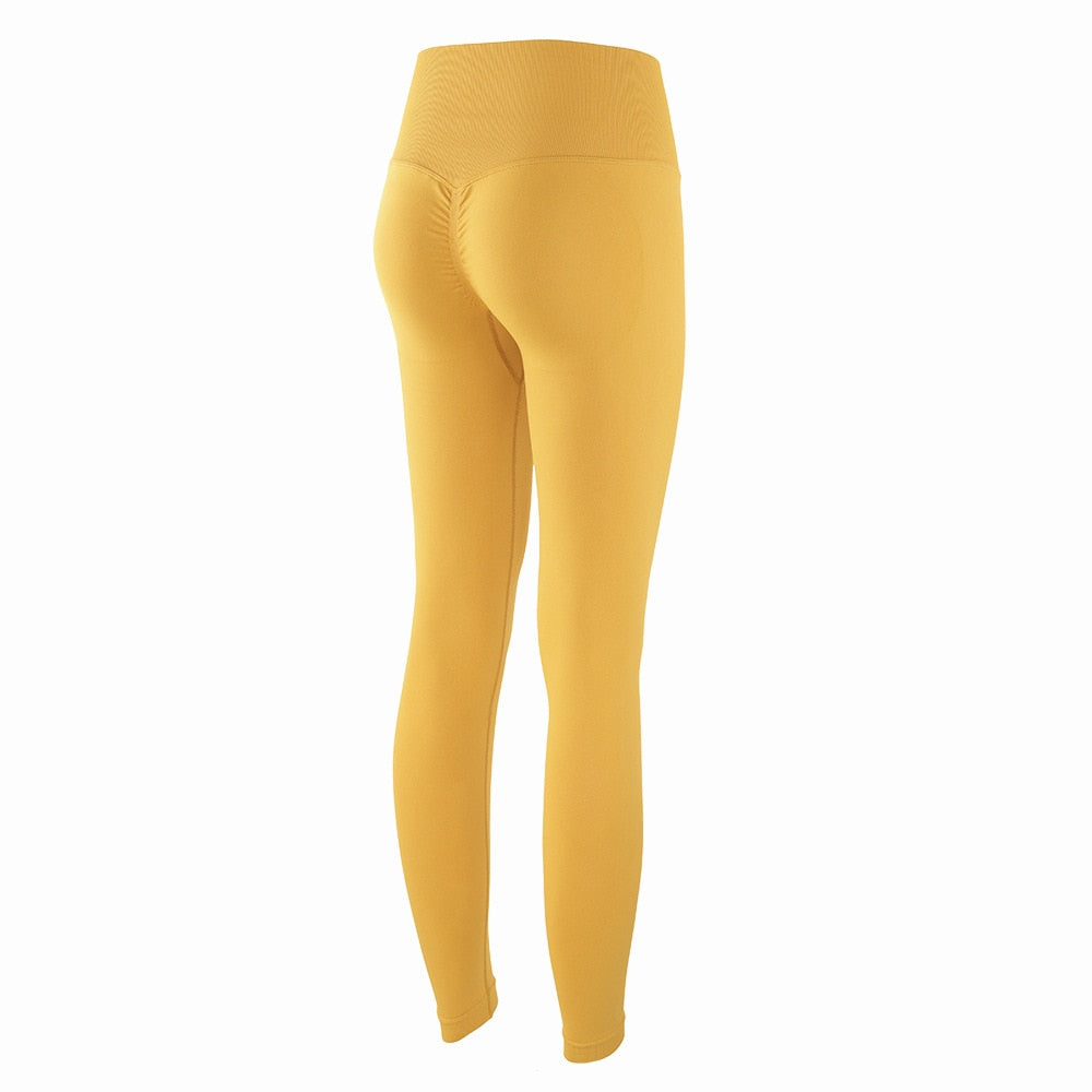 Women Autumn Seamless Yoga Pant Lemon yellow