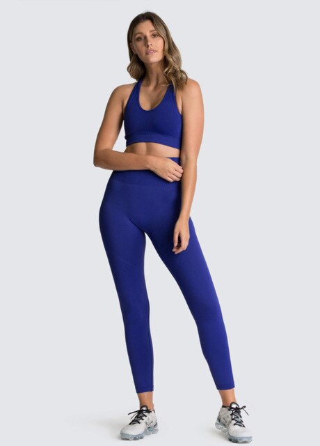 Women Long Sleeve hyperflex gym clothes blue set